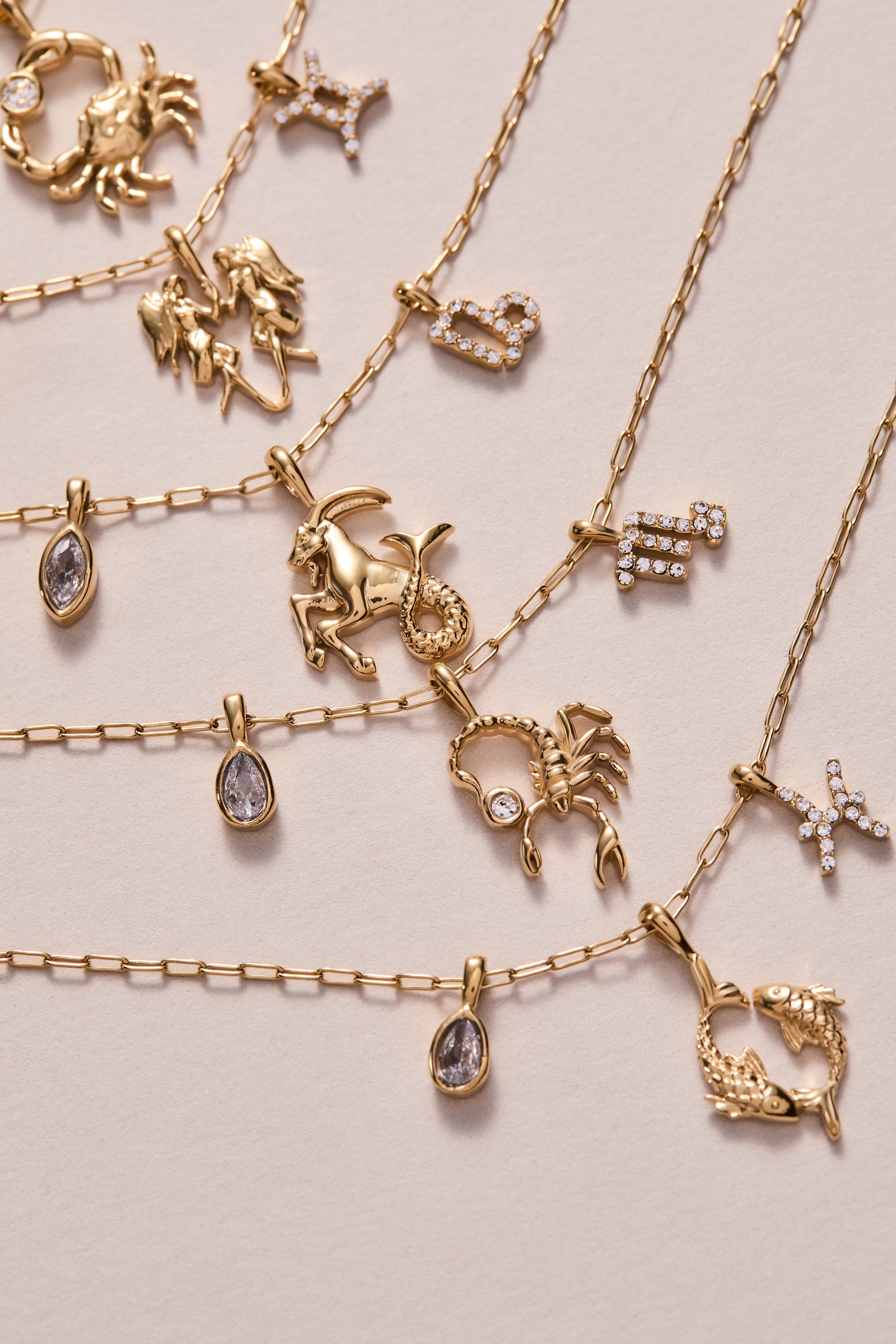 Pisces Charm Cluster Necklace Stainless Steel Gold | Alex and Ani