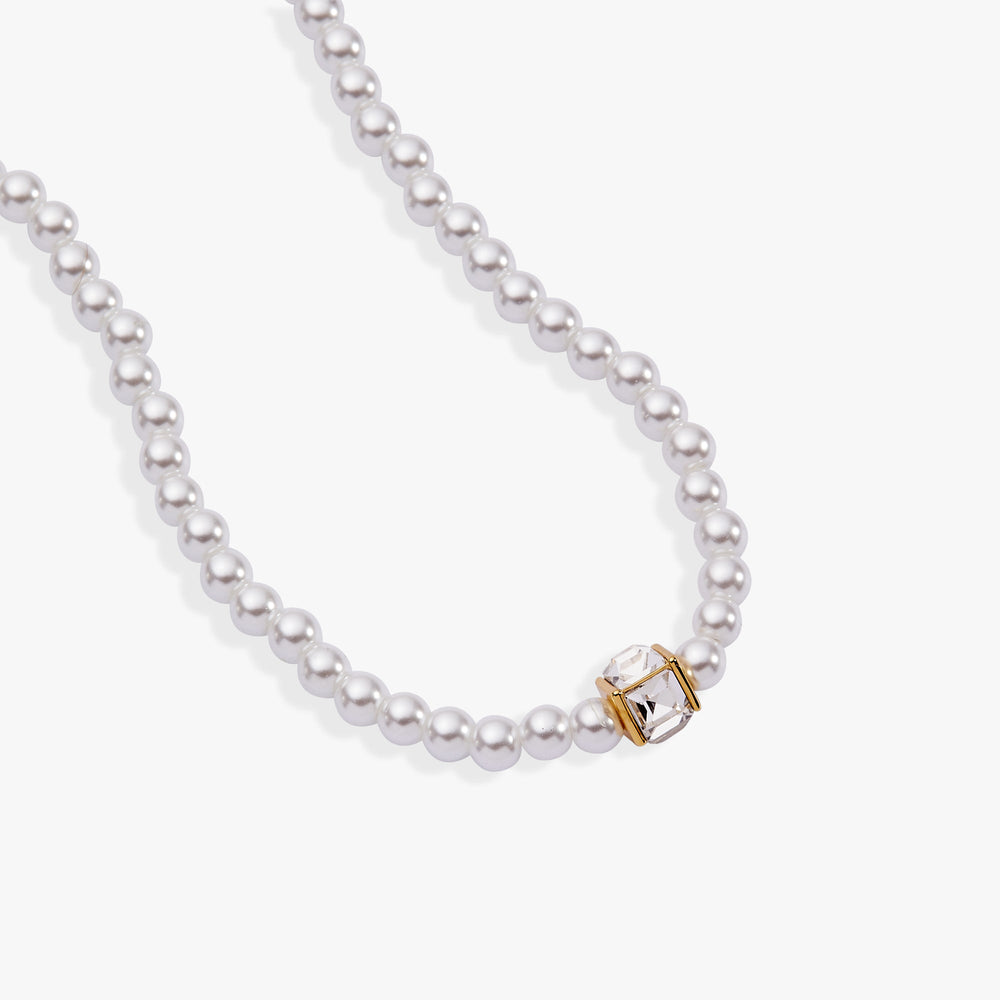 Crystal and Pearl Beaded Necklace Gold | Alex and Ani
