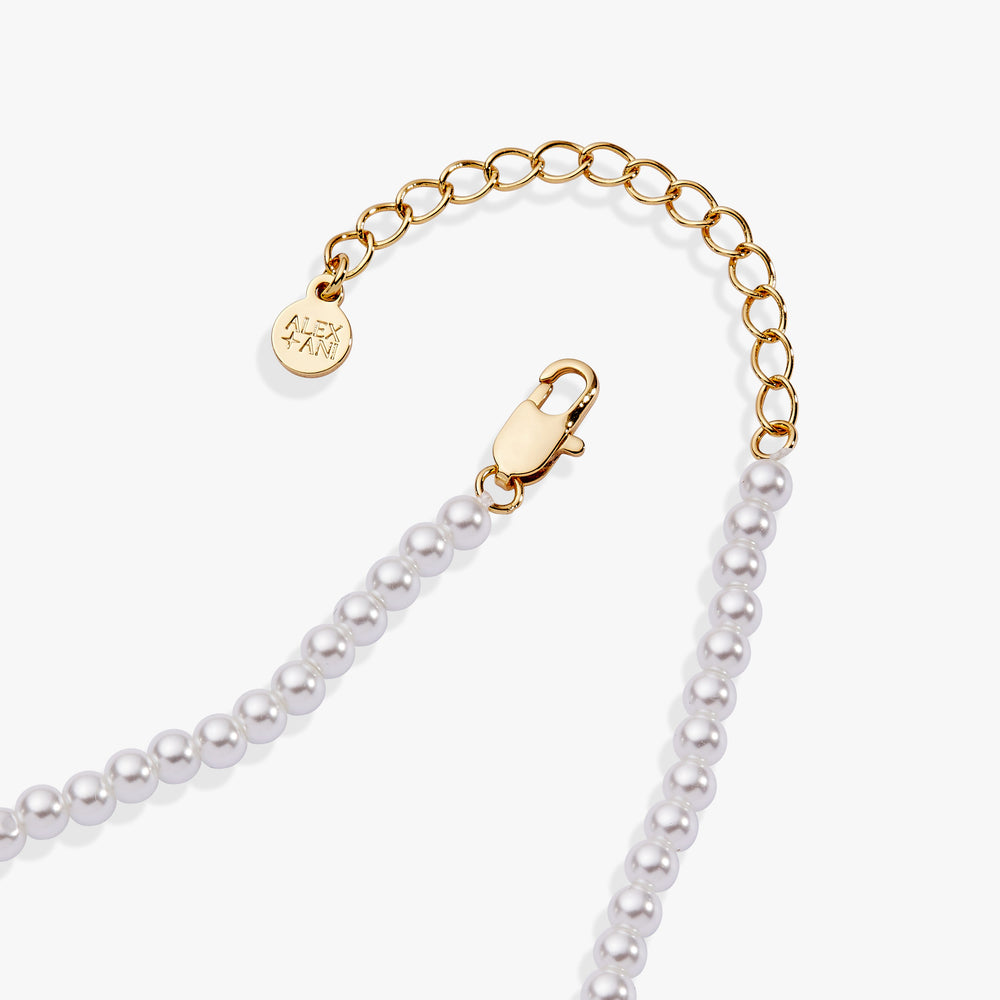 Crystal and Pearl Beaded Necklace Gold | Alex and Ani