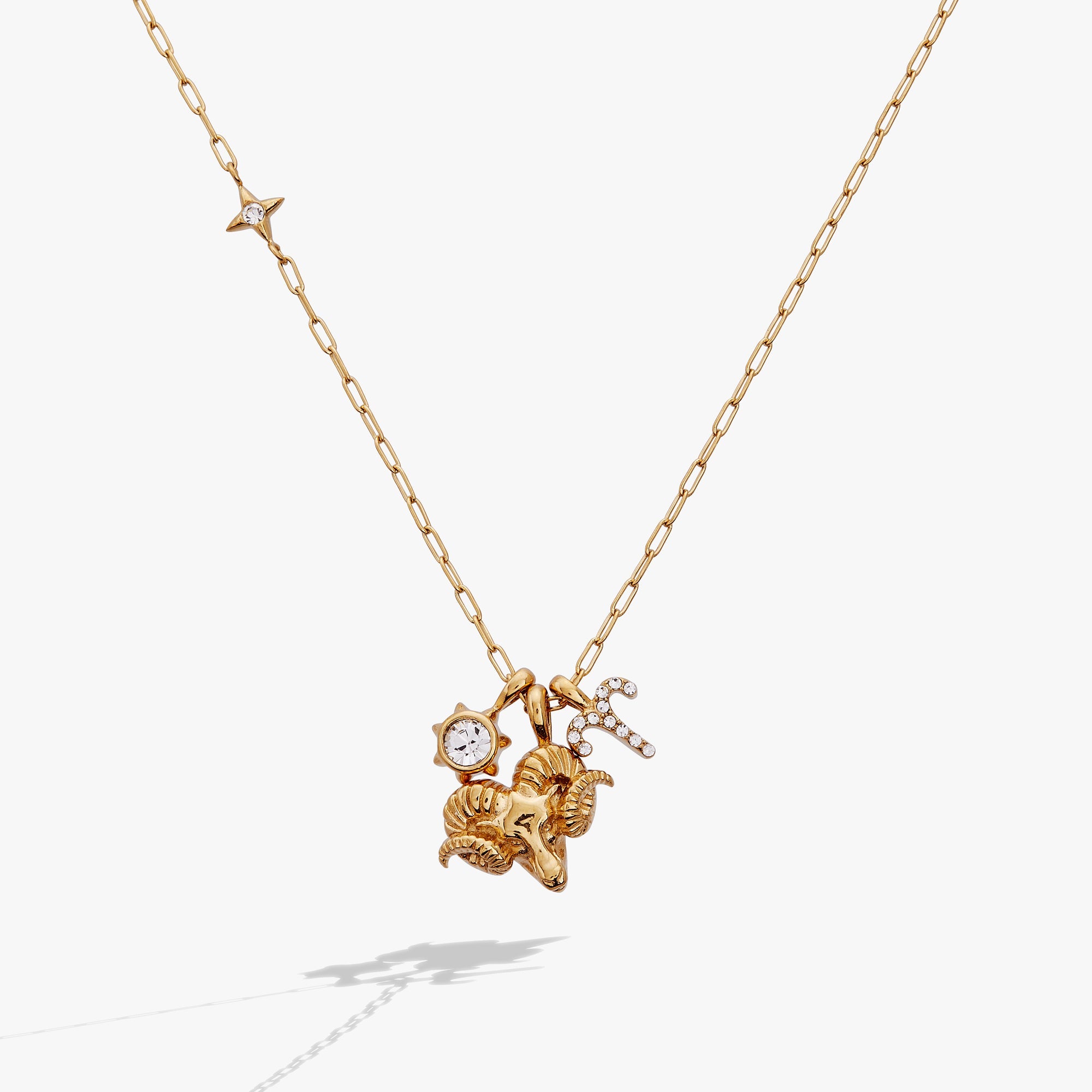 Aries Charm Cluster Necklace Stainless Steel Gold | Alex and Ani