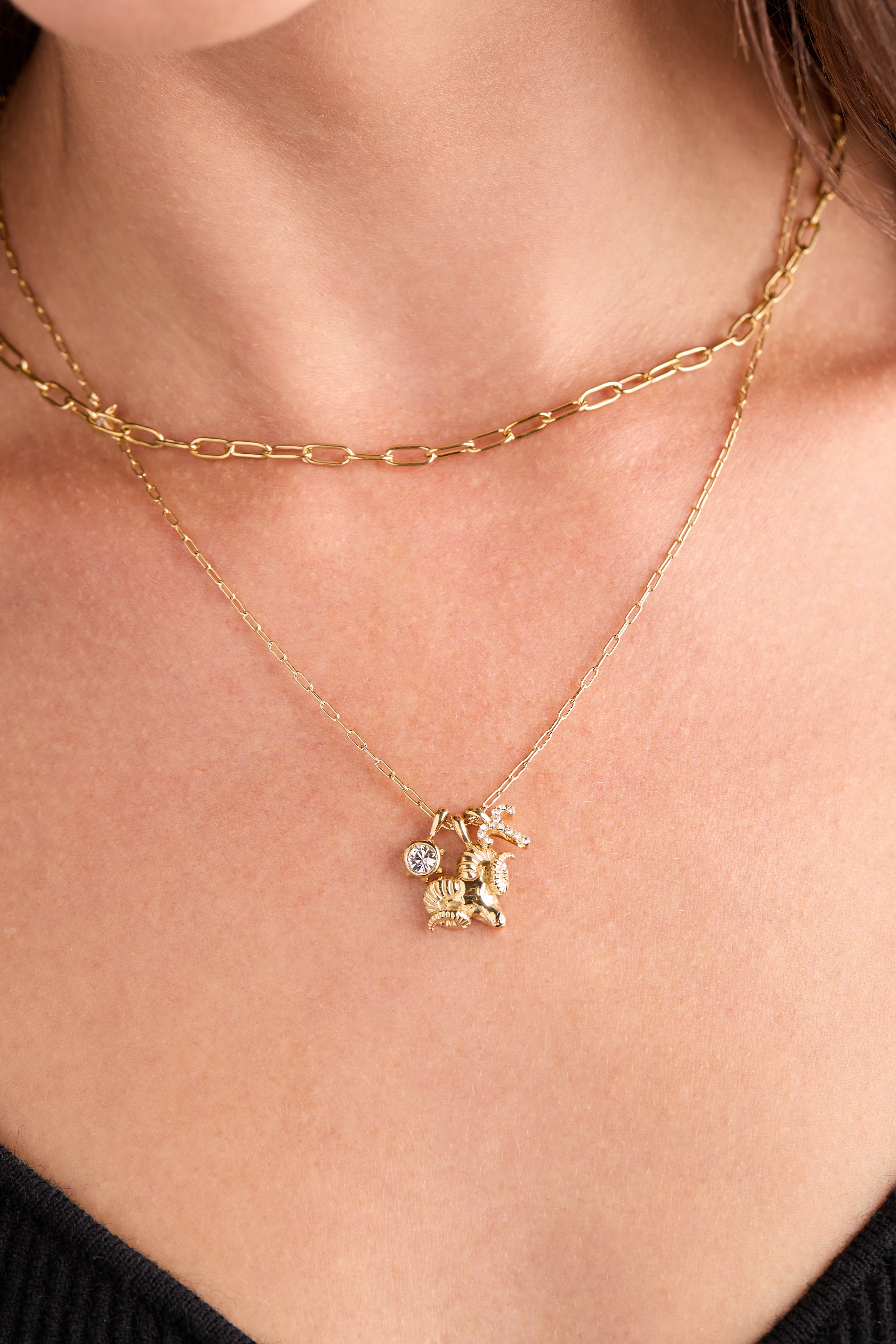 Aries Charm Cluster Necklace Stainless Steel Gold | Alex and Ani