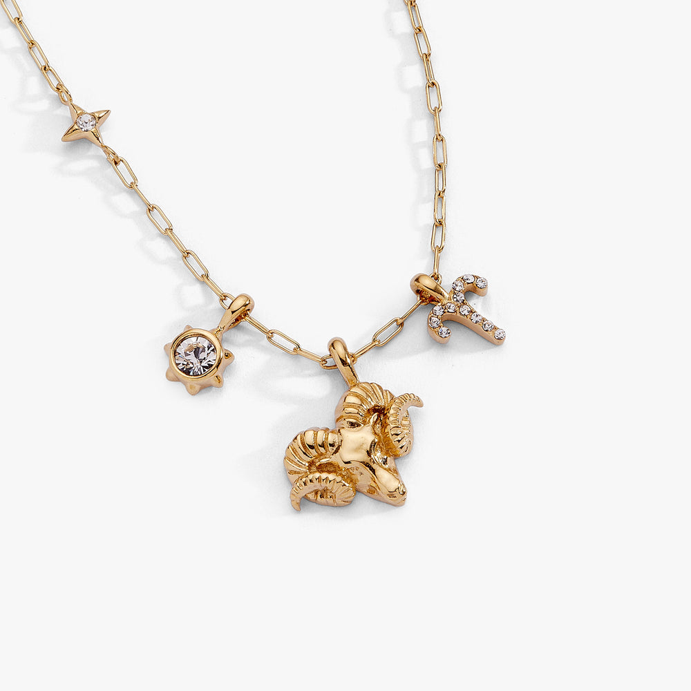 Aries Charm Cluster Necklace Stainless Steel Gold | Alex and Ani