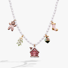 Pink Christmas Beaded Charm Necklace Gold | Alex and Ani