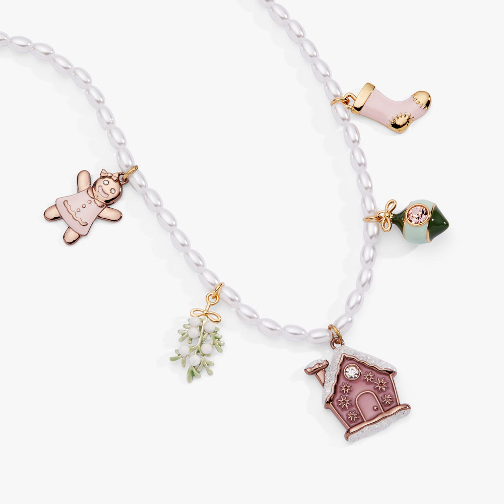 Pink Christmas Beaded Charm Necklace Gold | Alex and Ani