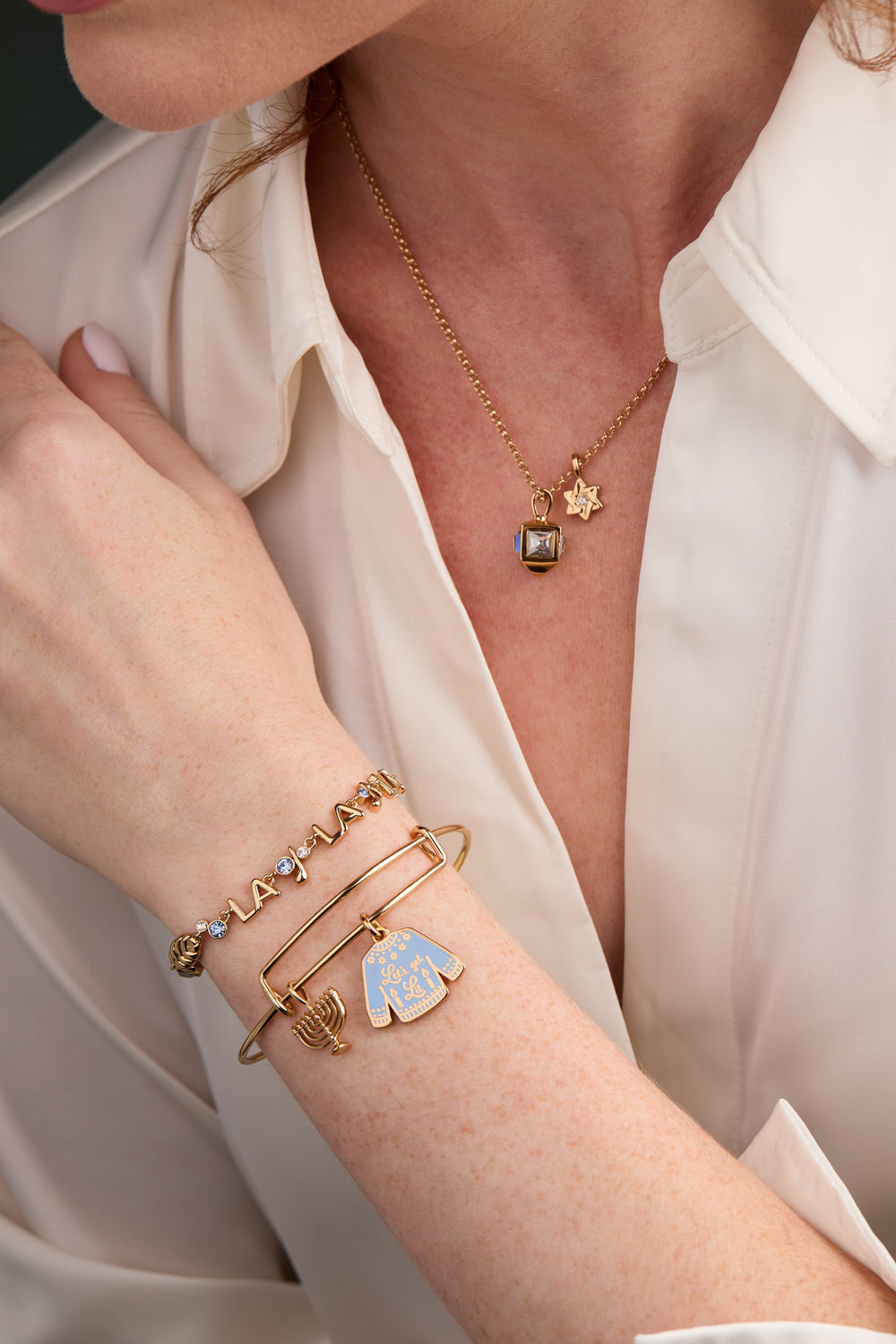Hanukkah Duo Charm Necklace Gold | Alex and Ani