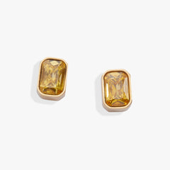 November Emerald-Cut Birthstone Stud| Alex and Ani Stainless Steel Gold | Alex and Ani