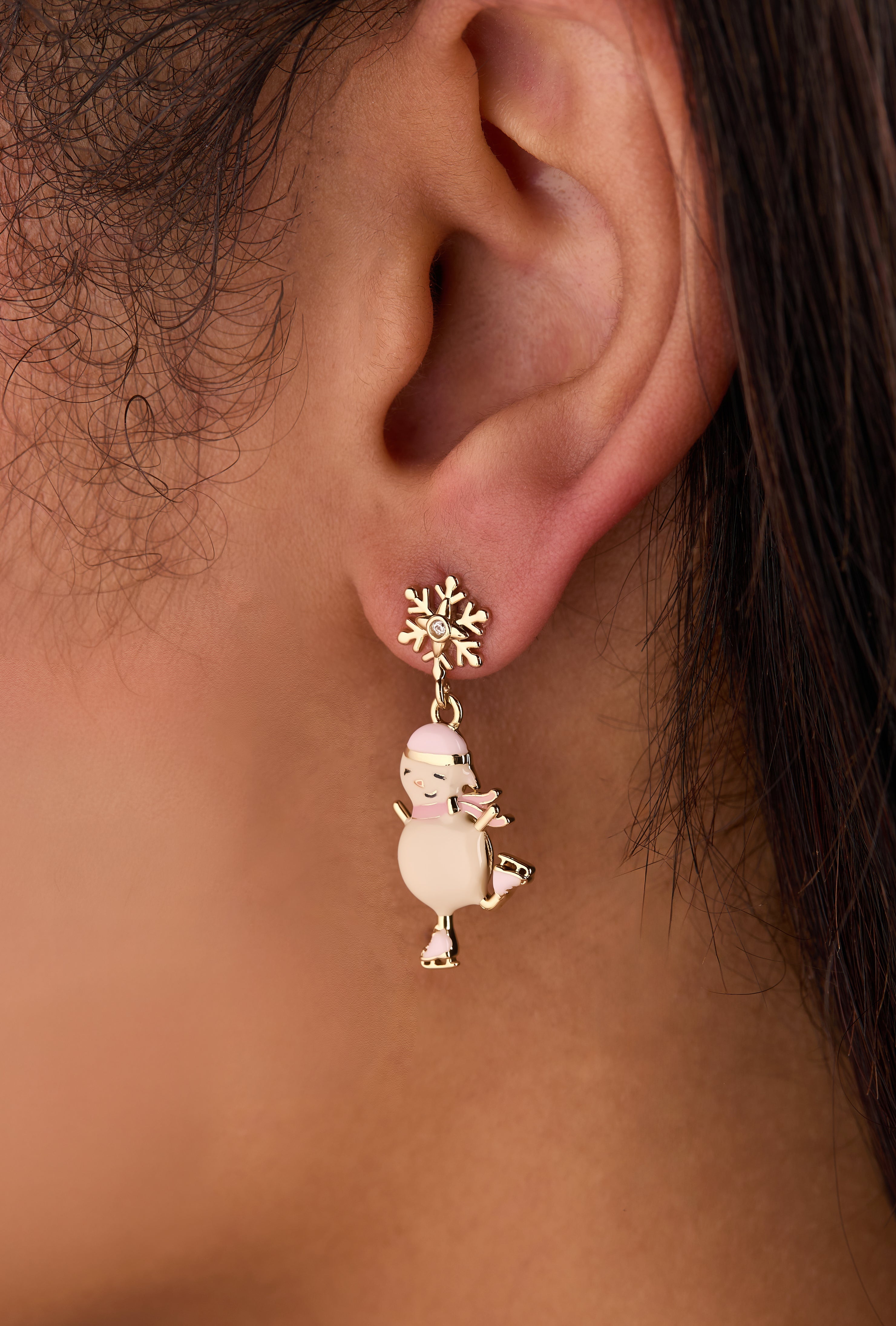 Winter Wonderland Snowman Drop Earring Gold | Alex and Ani