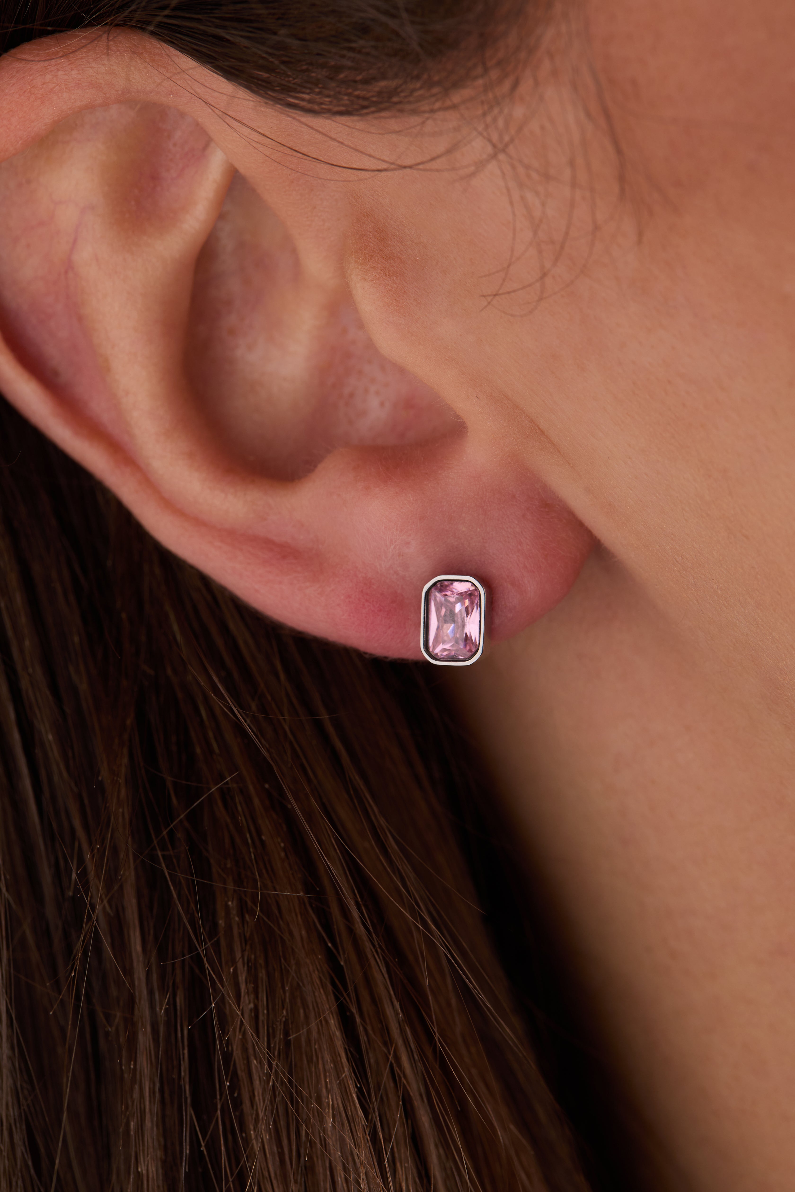 October Emerald-Cut Birthstone Stud Stainless Steel Gold | Alex and Ani