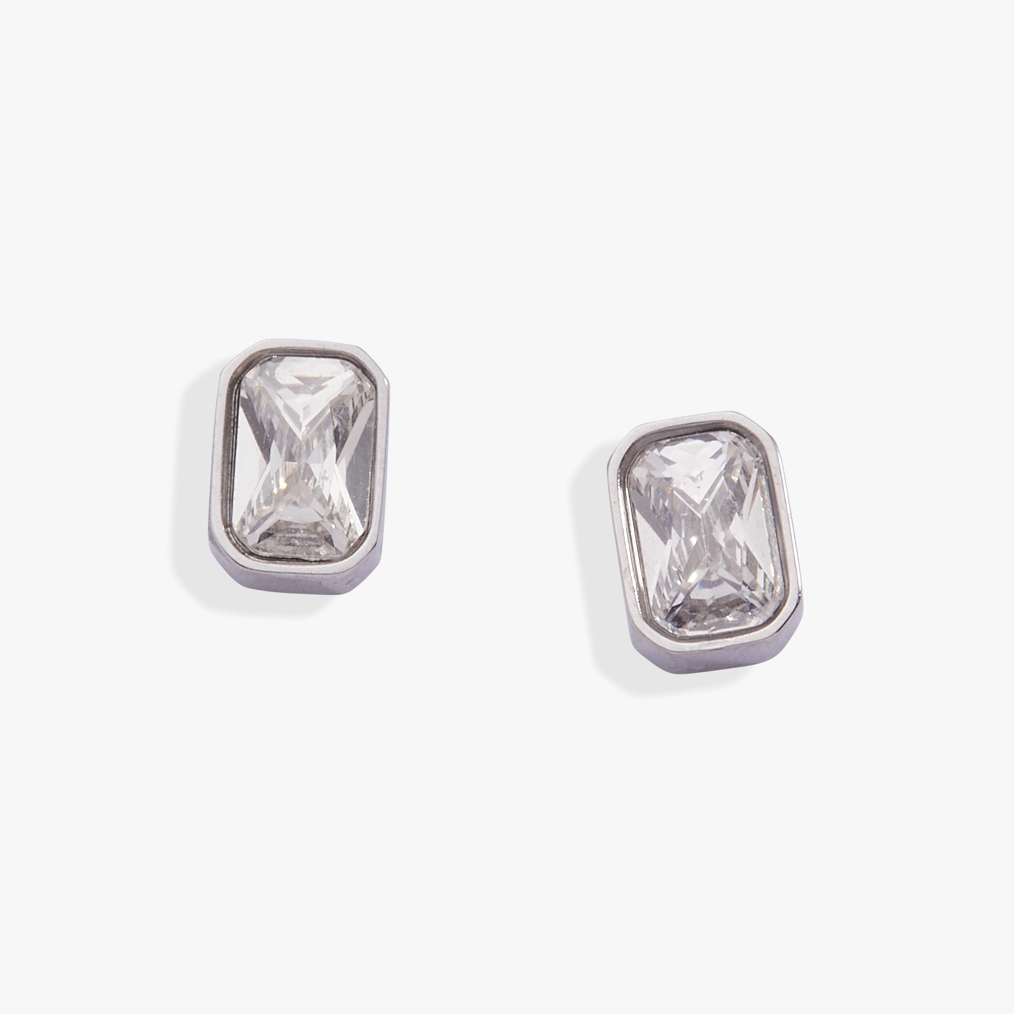 April Emerald-Cut Birthstone Stud Stainless Steel Gold | Alex and Ani