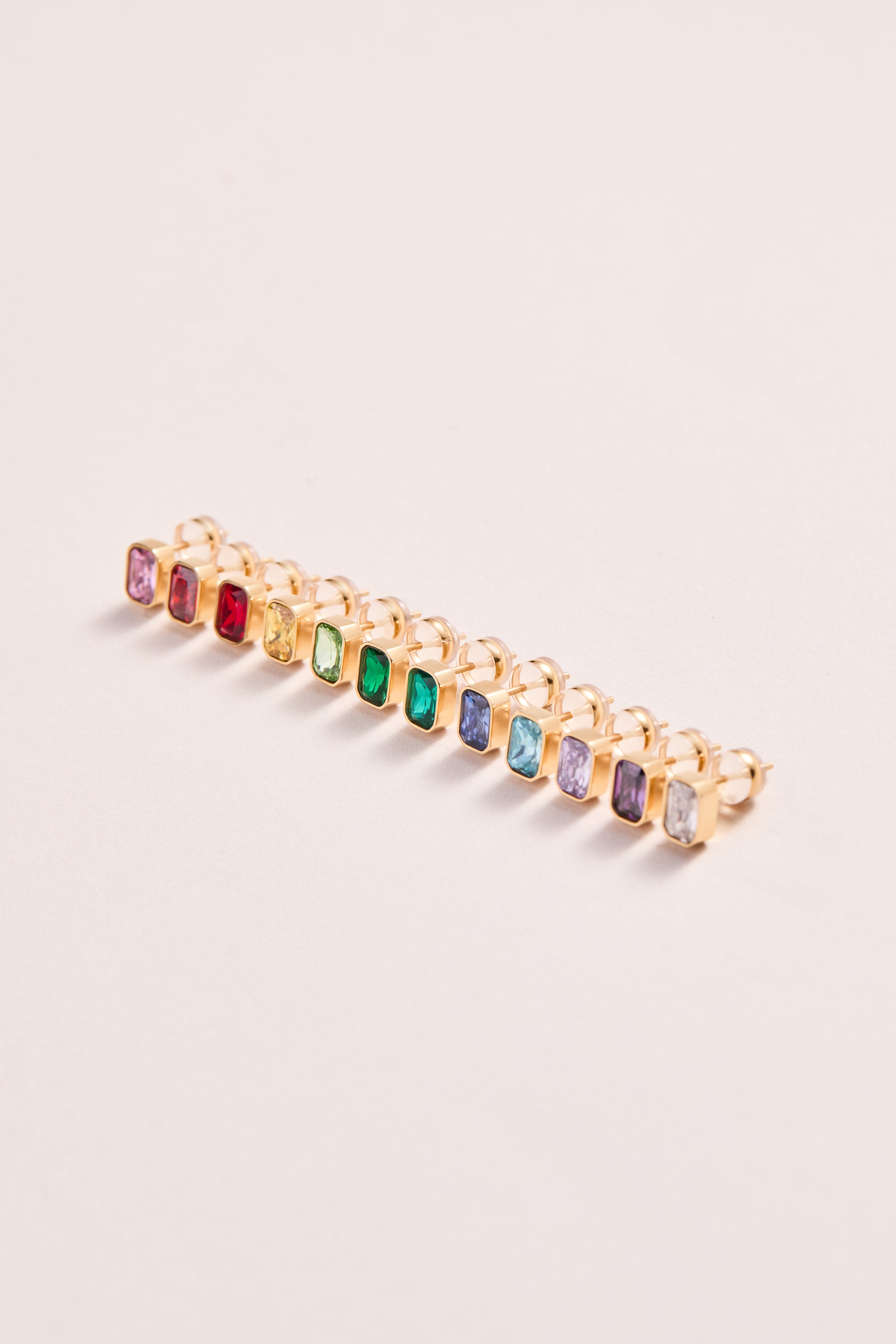 April Emerald-Cut Birthstone Stud Stainless Steel Gold | Alex and Ani