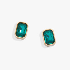 December Emerald-Cut Birthstone Stud Stainless Steel Gold | Alex and Ani
