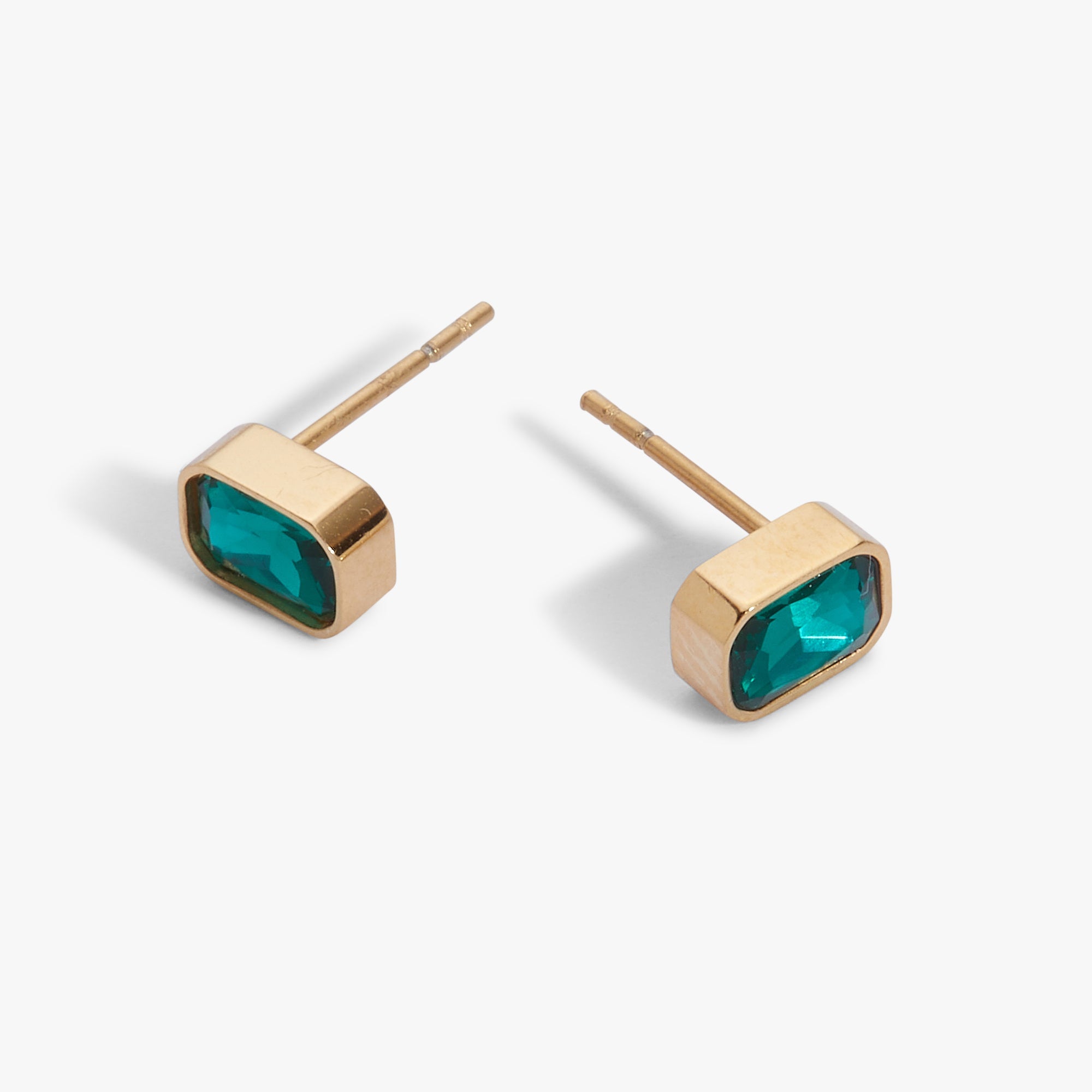 December Emerald-Cut Birthstone Stud Stainless Steel Gold | Alex and Ani