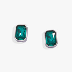 December Emerald-Cut Birthstone Stud Stainless Steel Gold | Alex and Ani