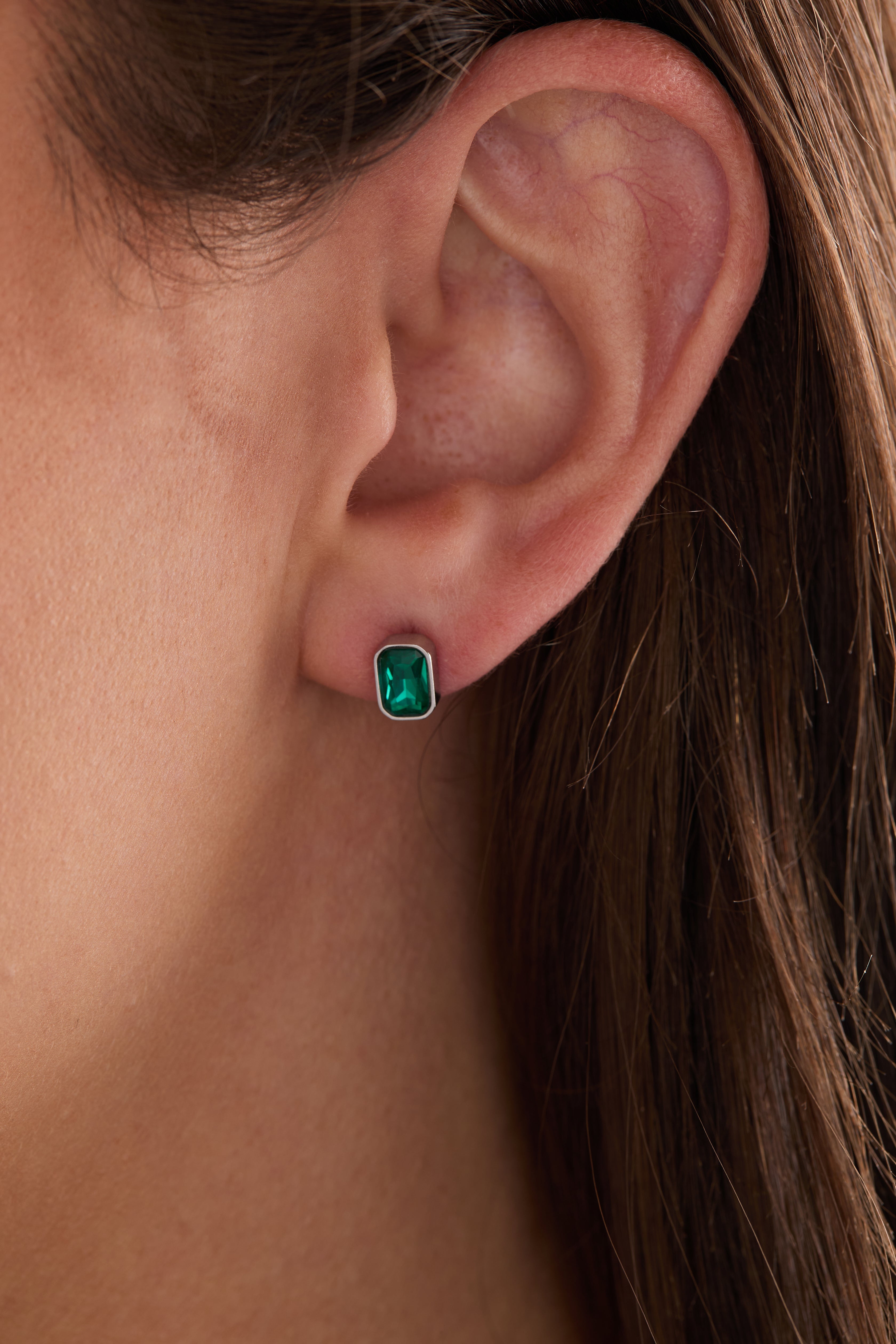 December Emerald-Cut Birthstone Stud Stainless Steel Gold | Alex and Ani