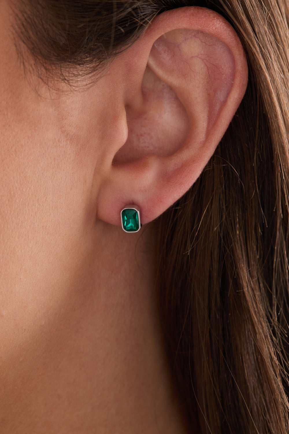 December Emerald-Cut Birthstone Stud Stainless Steel Gold | Alex and Ani