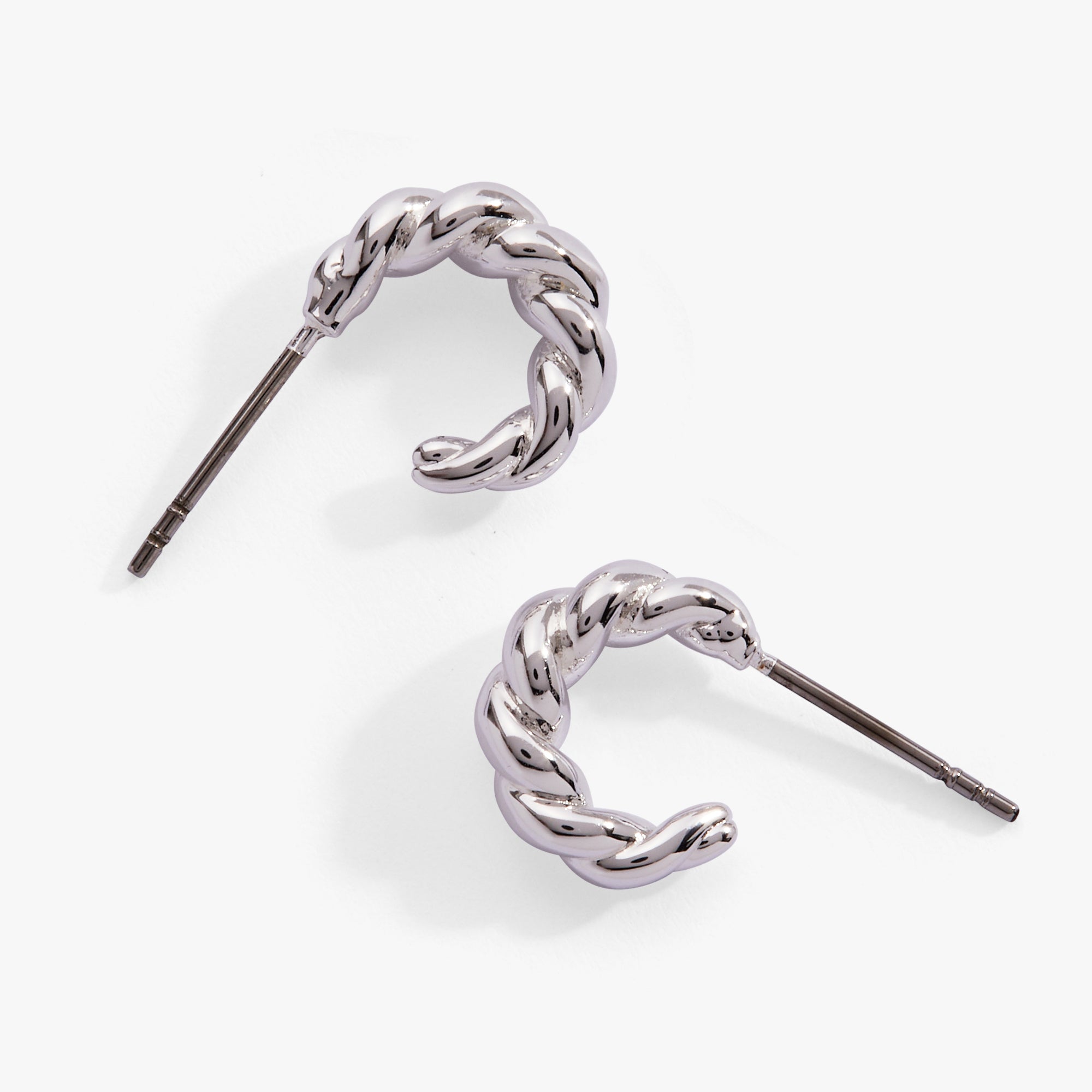 Puffy Rope Texture Huggie Hoop Earring Silver | Alex and Ani