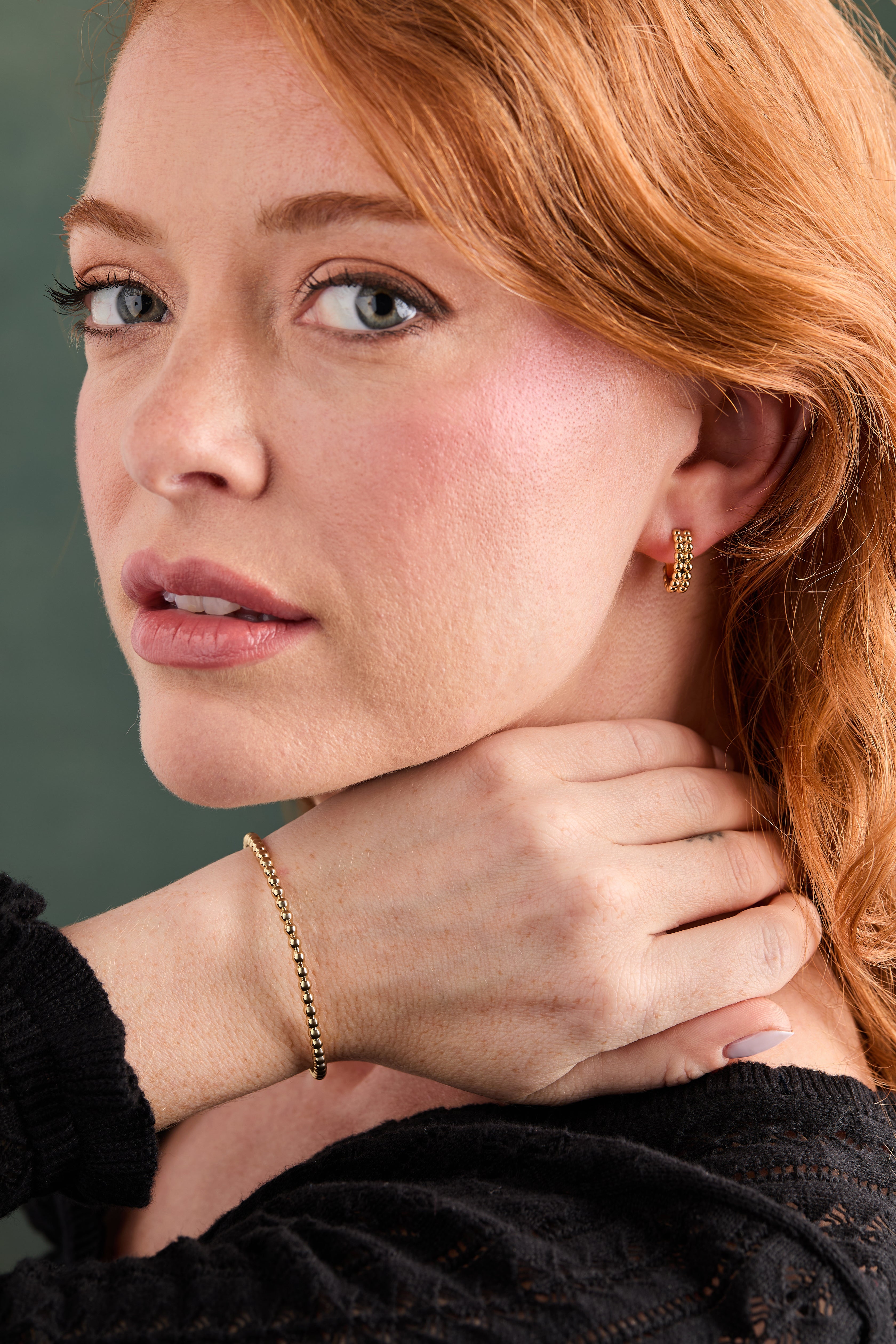Ball Texture Huggie Hoop Earring Gold | Alex and Ani