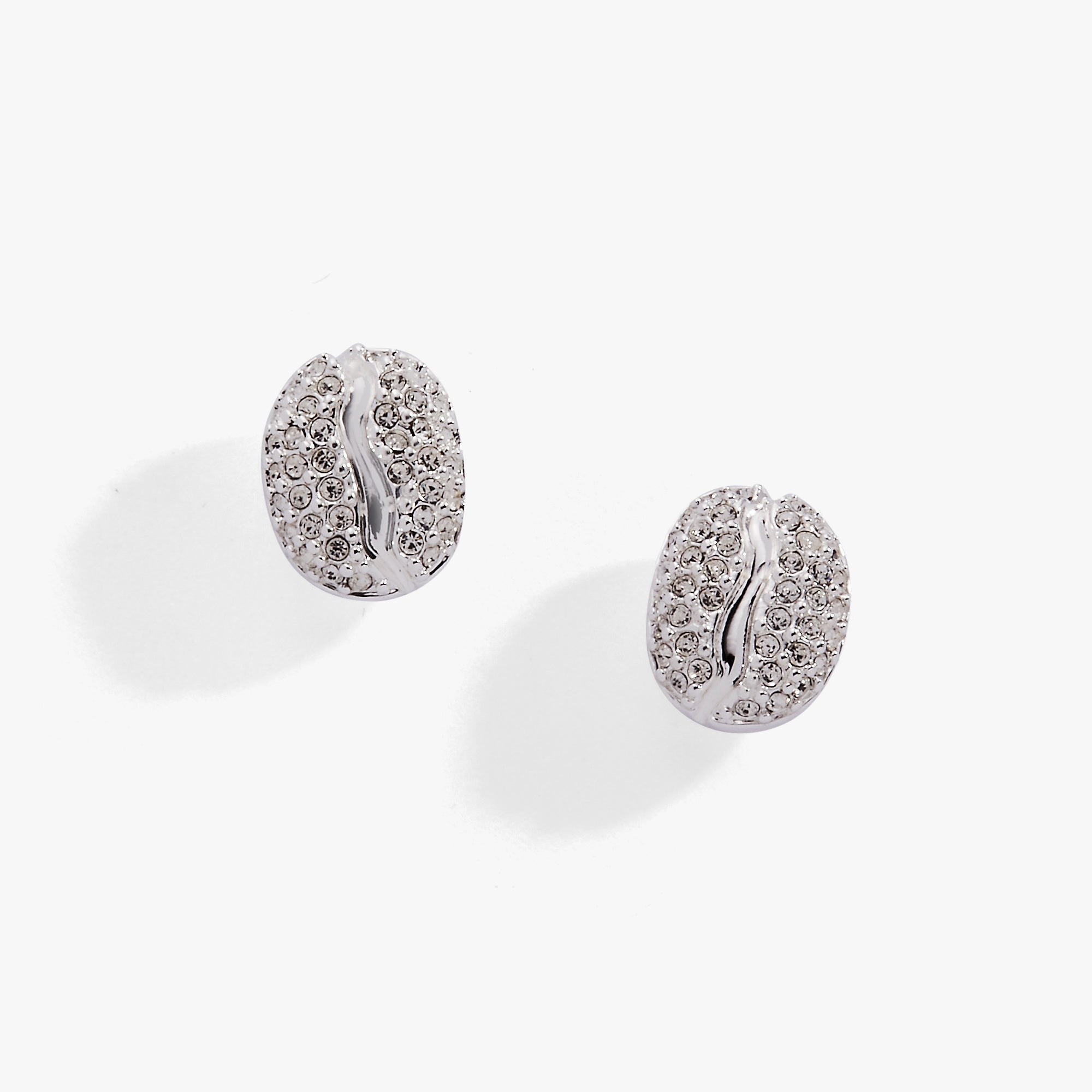 Coffee Bean Pave Stud Earring Silver | Alex and Ani