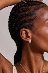 Coffee Bean Pave Stud Earring Silver | Alex and Ani