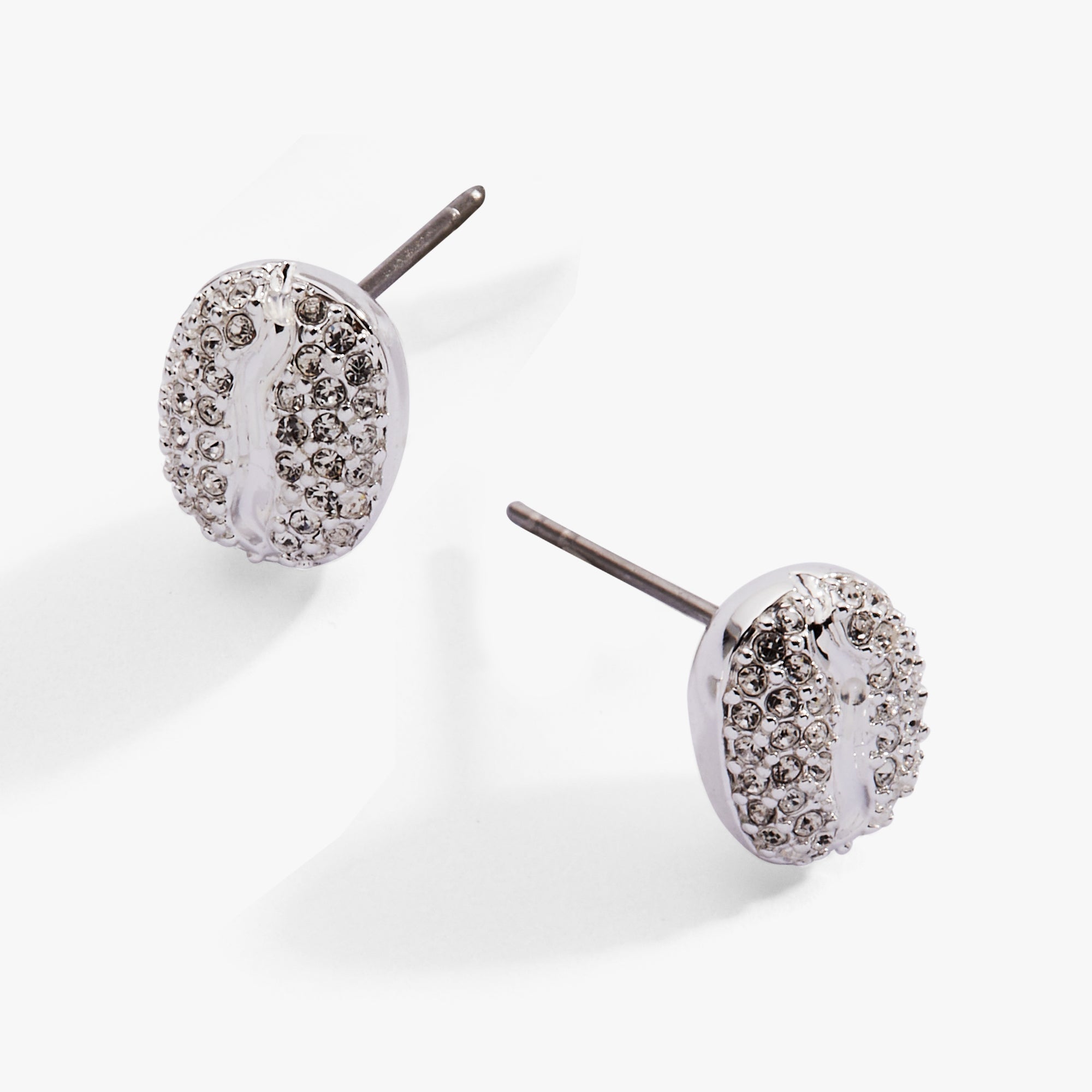 Coffee Bean Pave Stud Earring Silver | Alex and Ani