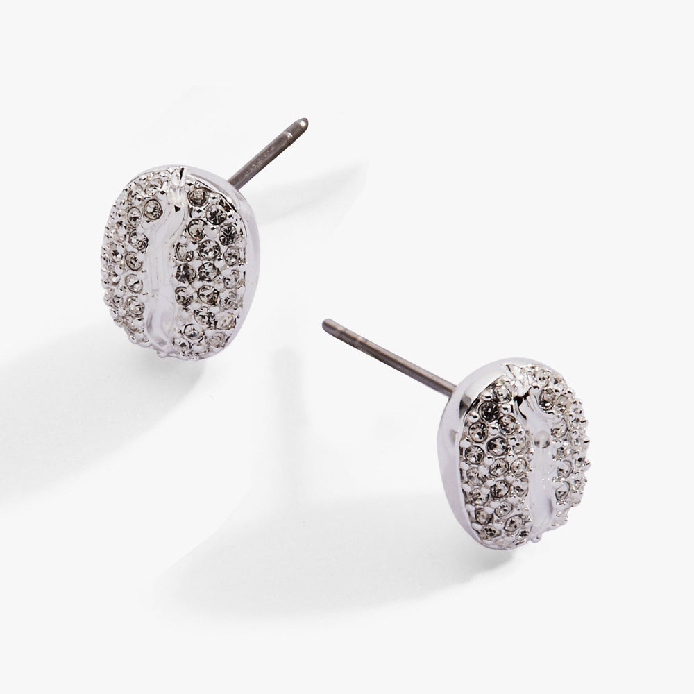 Coffee Bean Pave Stud Earring Silver | Alex and Ani