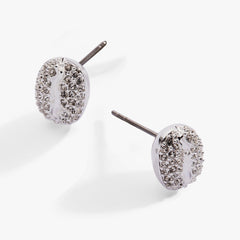 Coffee Bean Pave Stud Earring Silver | Alex and Ani