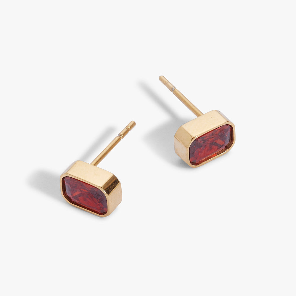 January Emerald-Cut Birthstone Stud Stainless Steel Gold | Alex and Ani