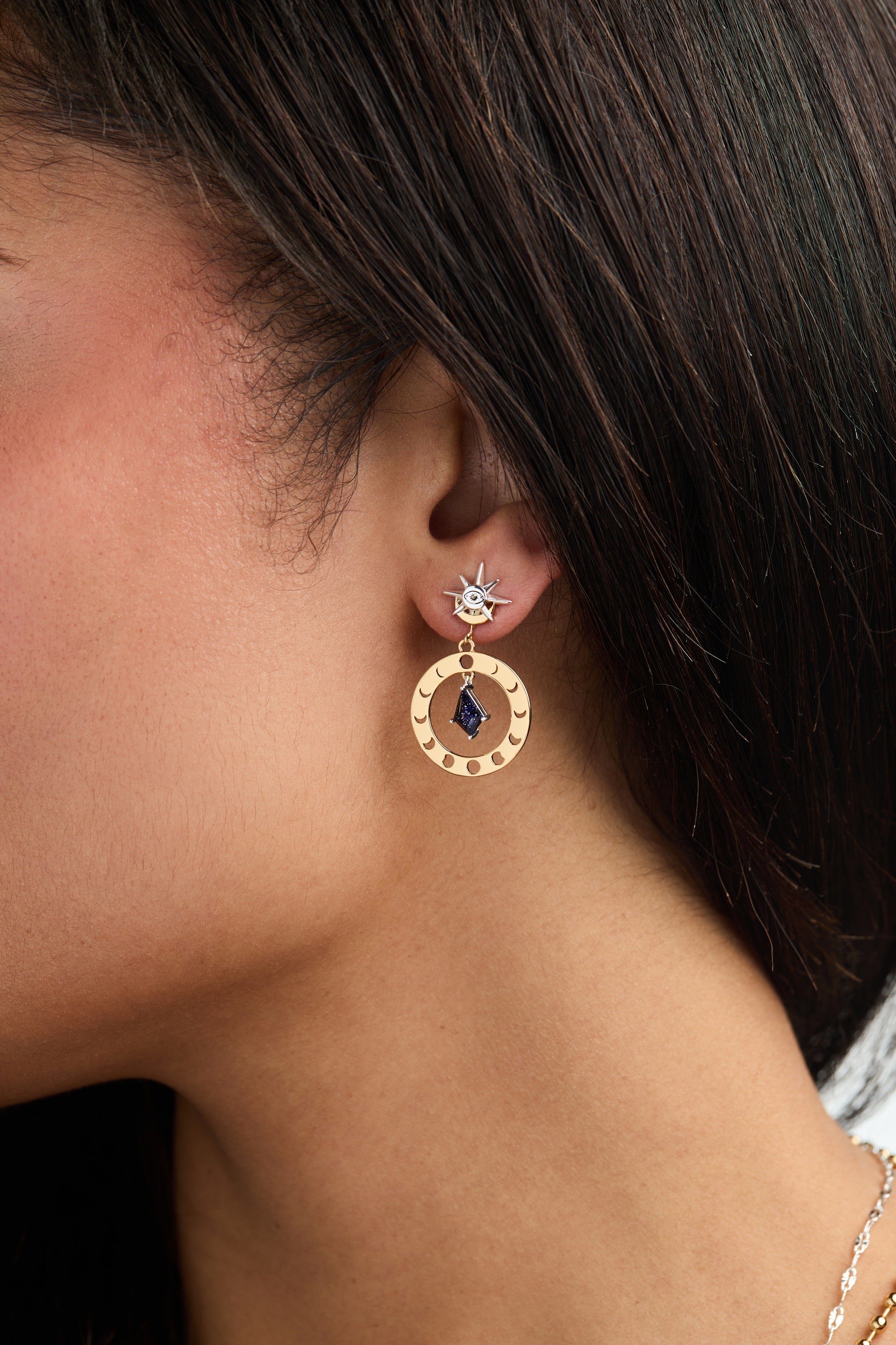 Moon Phase Statement Earring Two Tone | Alex and Ani
