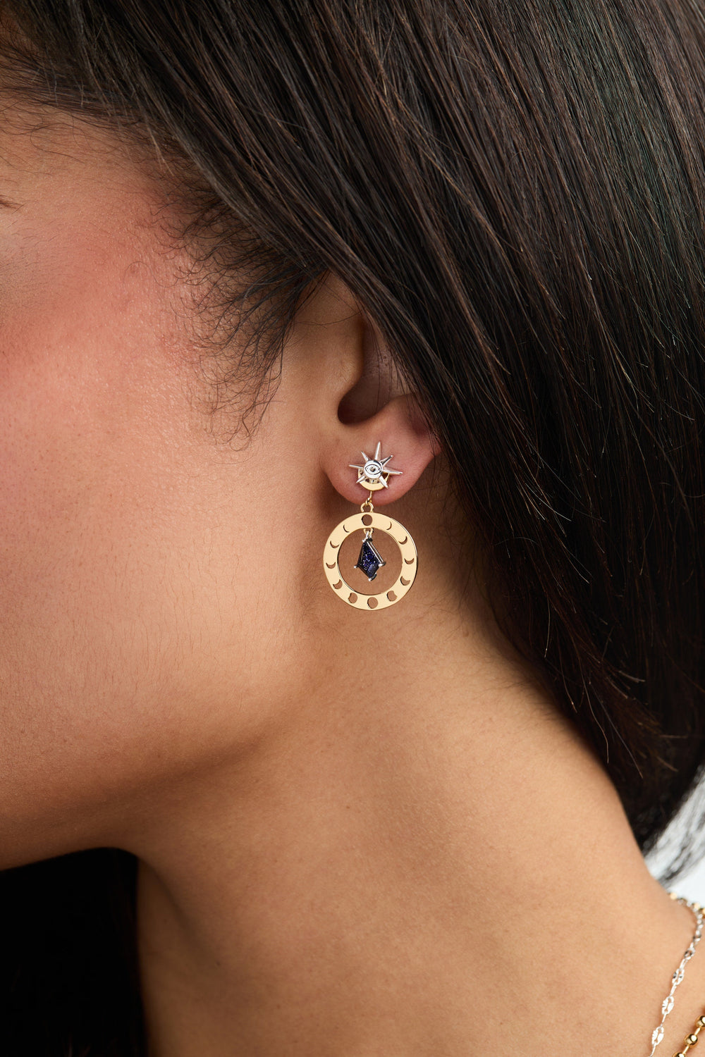 Moon Phase Statement Earring Two Tone | Alex and Ani