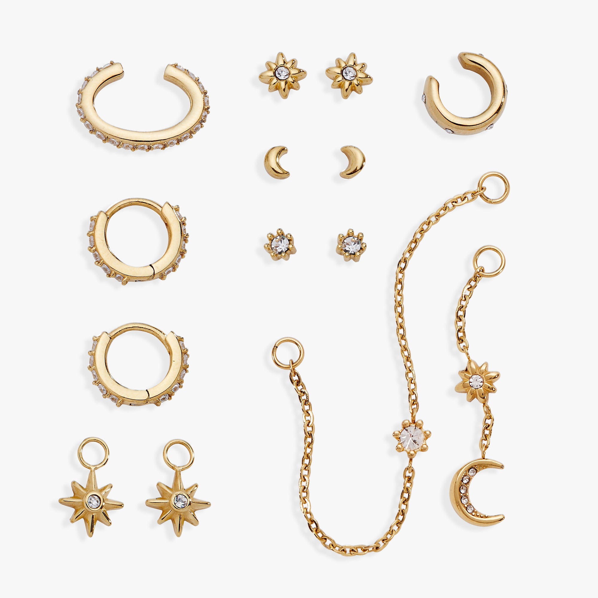 9 Pc Celestial Earring Set Stainless Steel Gold | Alex and Ani