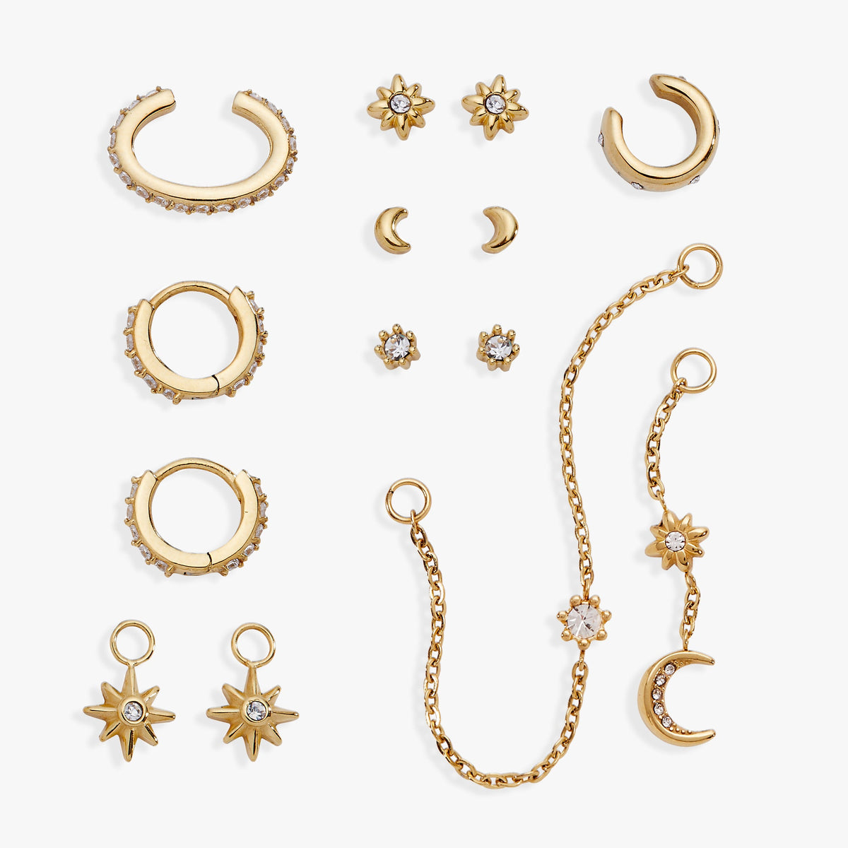 9 Pc Celestial Earring Set Stainless Steel Gold | Alex and Ani