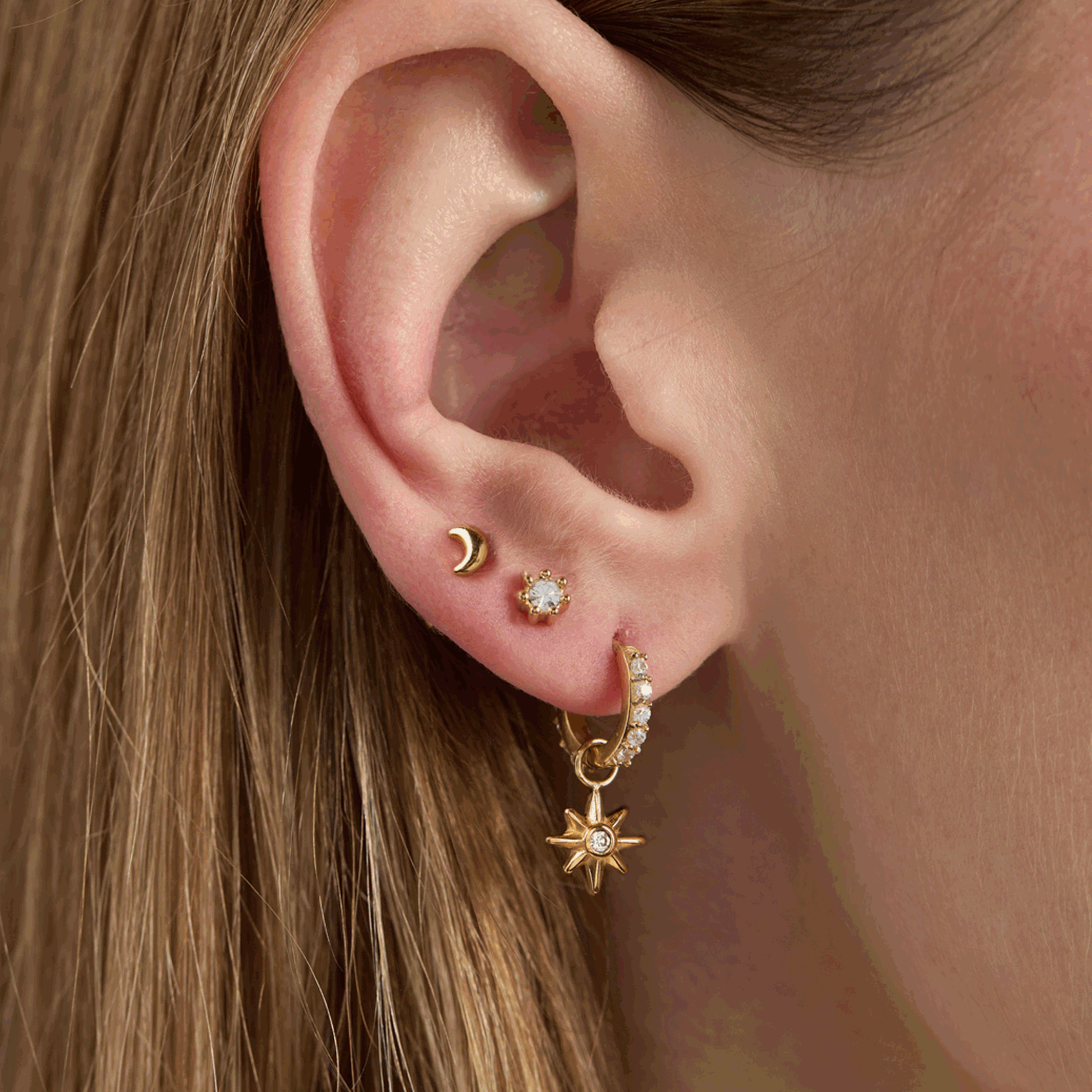 9 Pc Celestial Earring Set Stainless Steel Gold | Alex and Ani