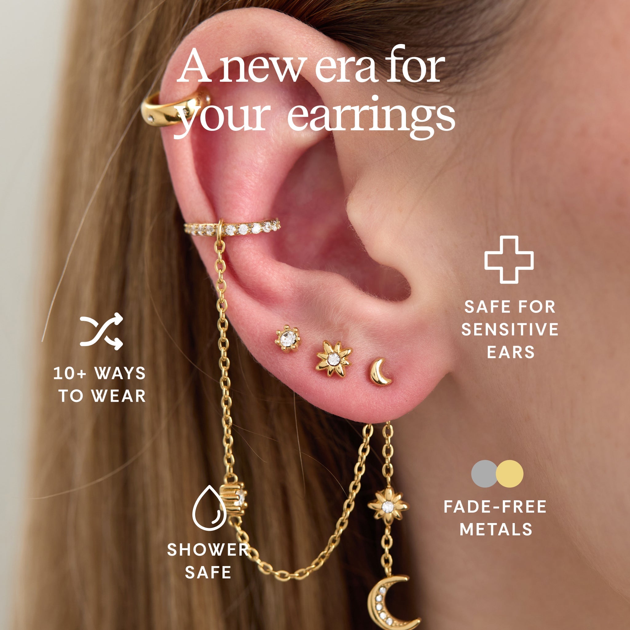 9 Pc Celestial Earring Set Stainless Steel Gold | Alex and Ani
