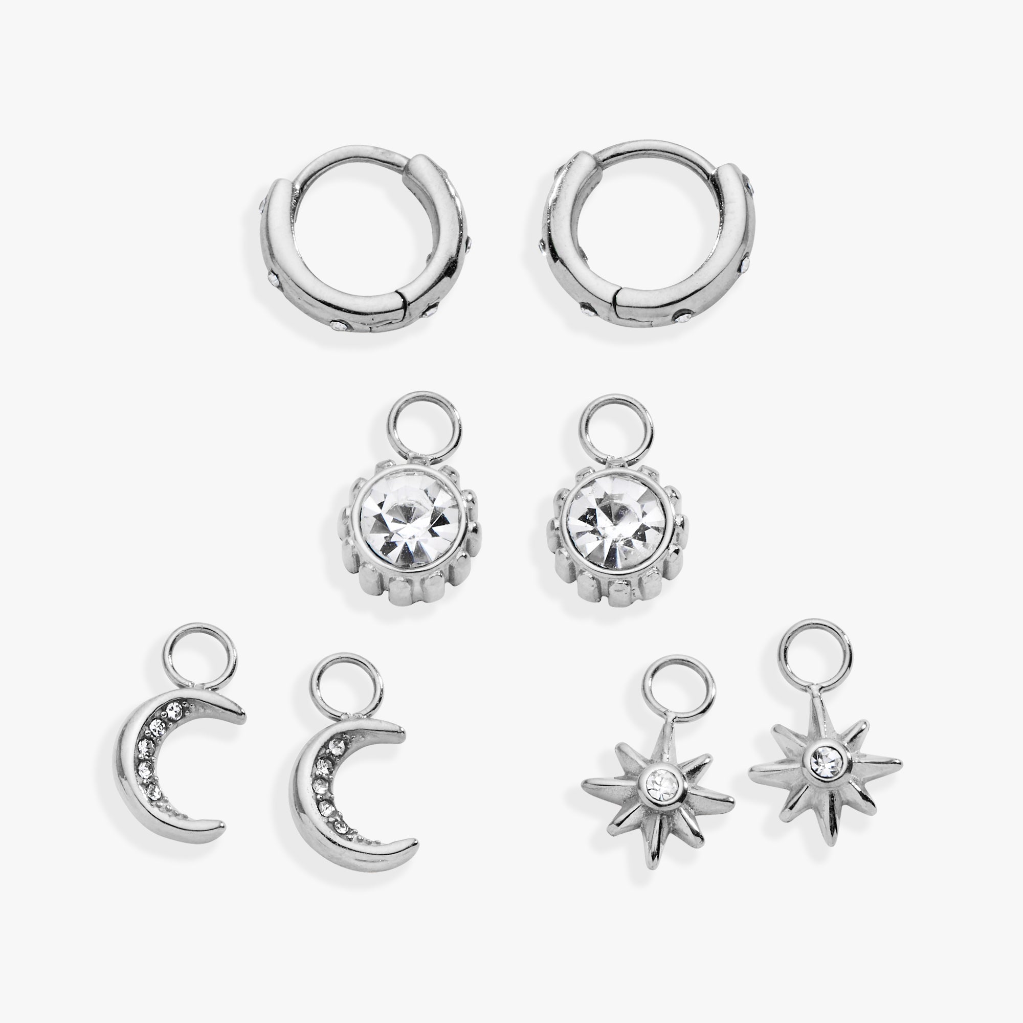 Celestial Interchangeable Huggie Set of 4 Stainless Steel Silver | Alex and Ani