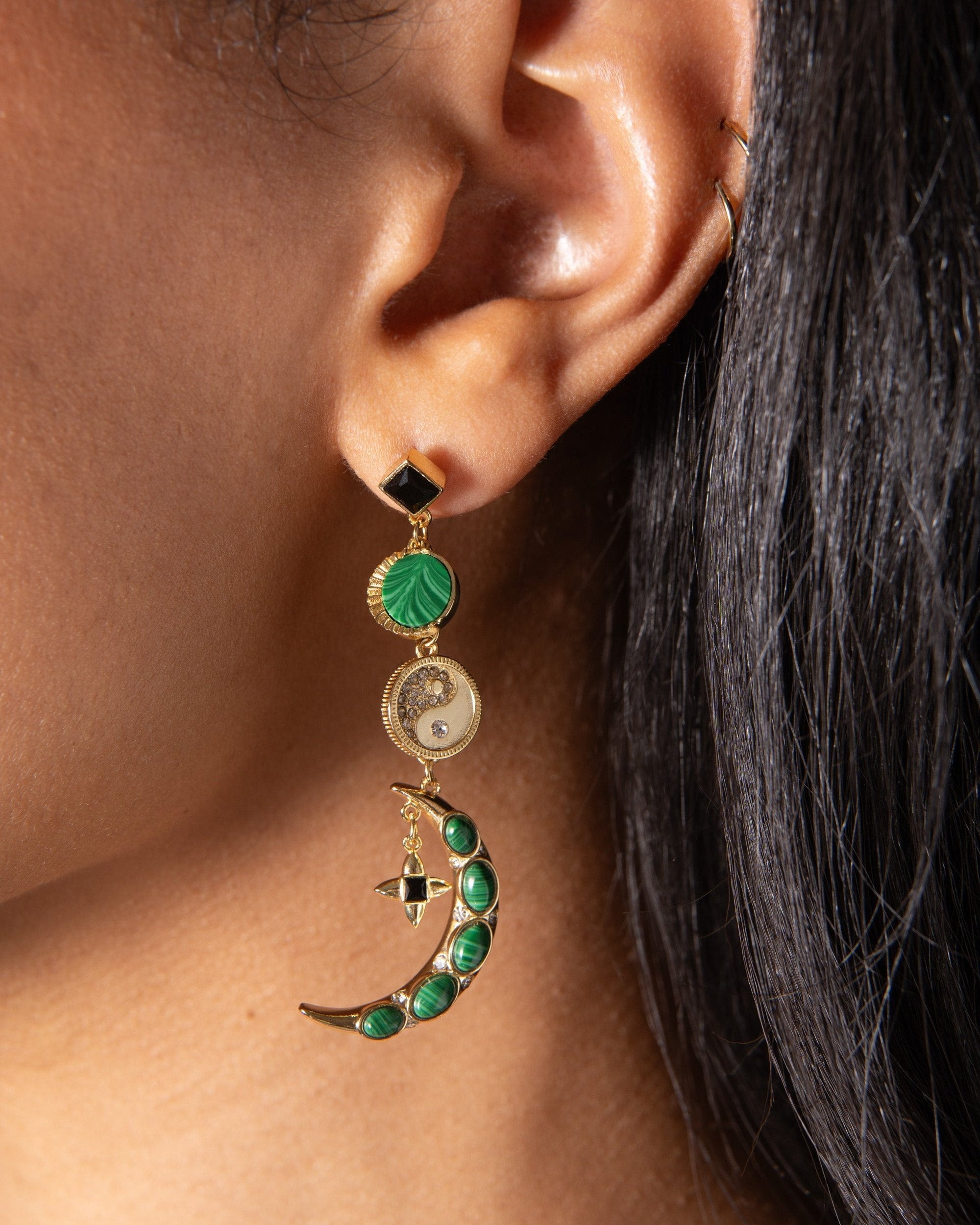 Malachite Charm Earrings Gold | Alex and Ani