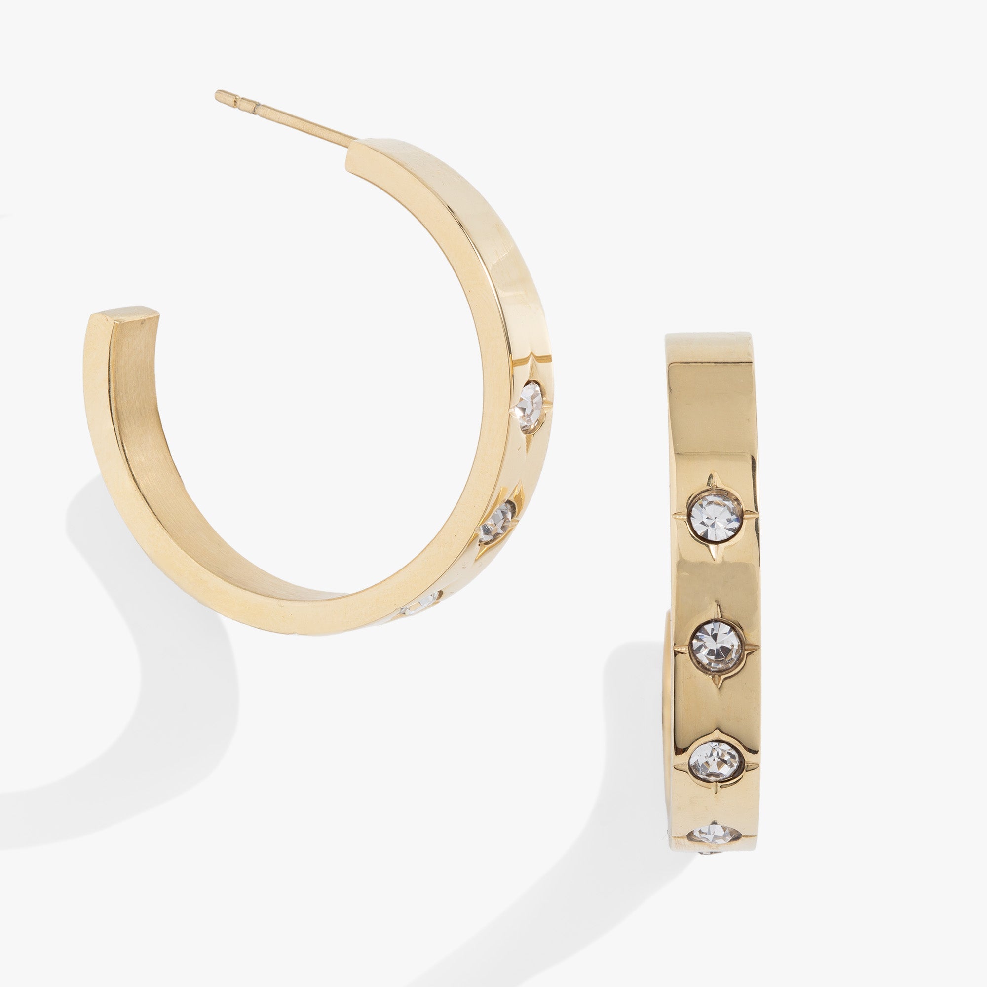 Crystal Accent Hoop Stainless Steel Gold | Alex and Ani
