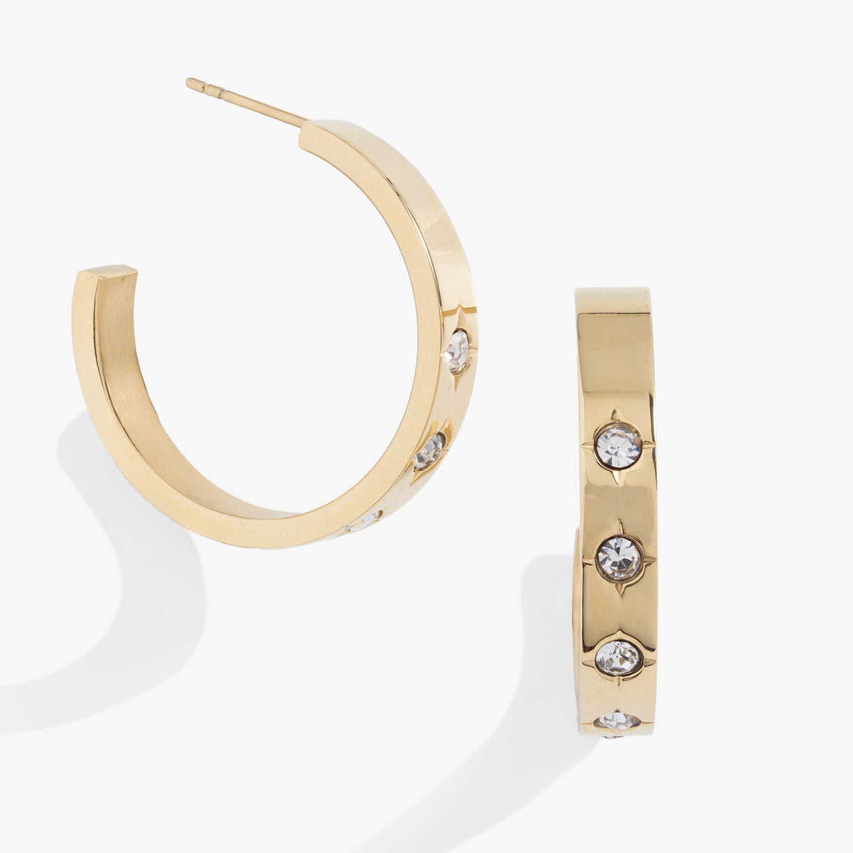 Crystal Accent Hoop Stainless Steel Gold | Alex and Ani