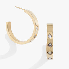Crystal Accent Hoop Stainless Steel Gold | Alex and Ani