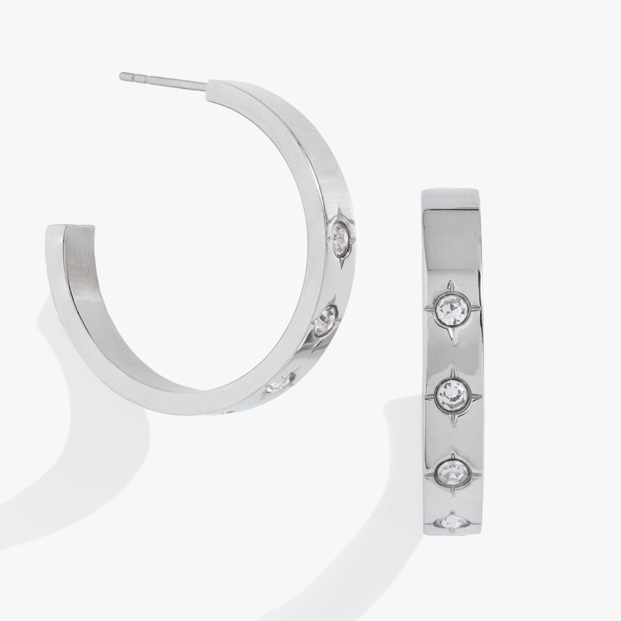 Crystal Accent Hoop Stainless Steel Gold | Alex and Ani