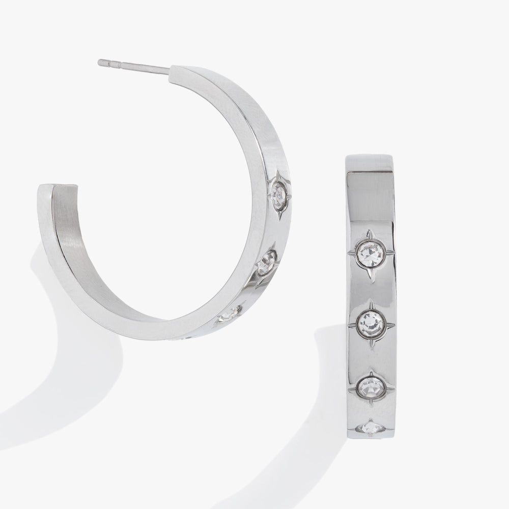 Crystal Accent Hoop Stainless Steel Gold | Alex and Ani