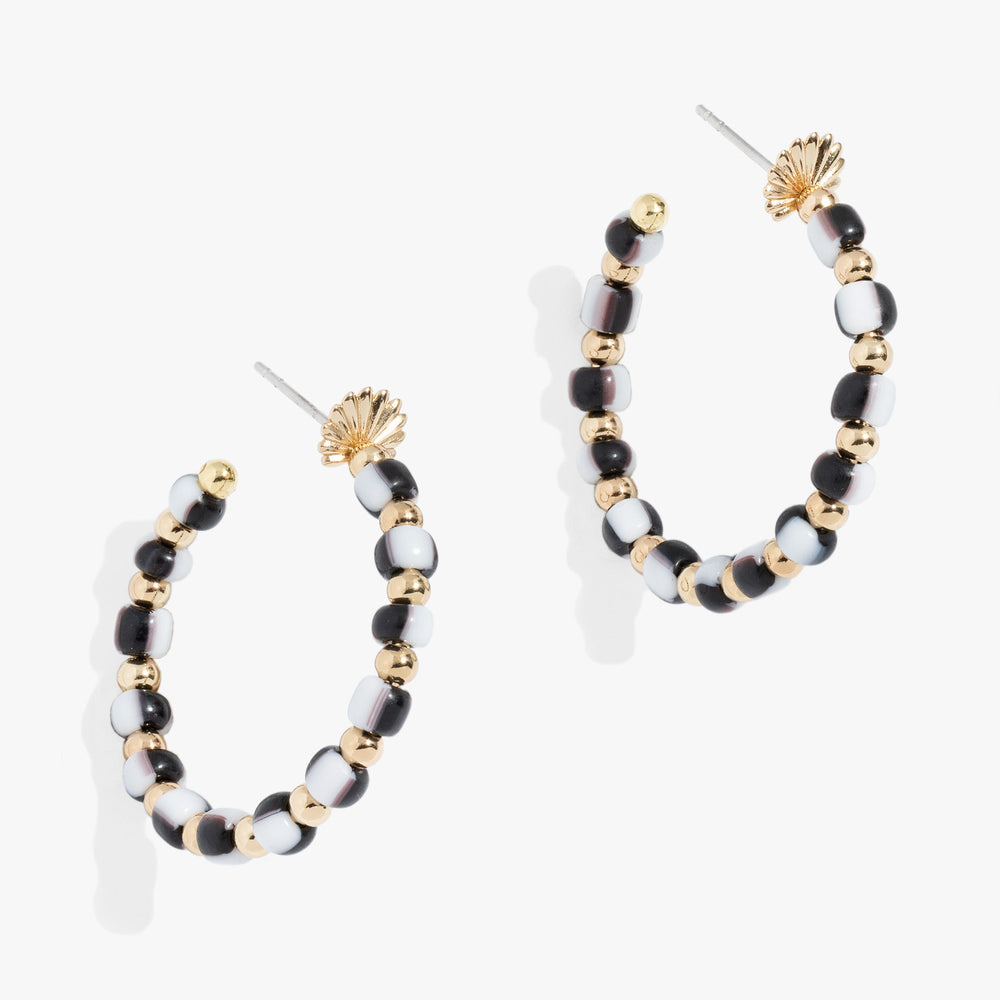 Toile Beaded Hoop Earrings Gold | Alex and Ani