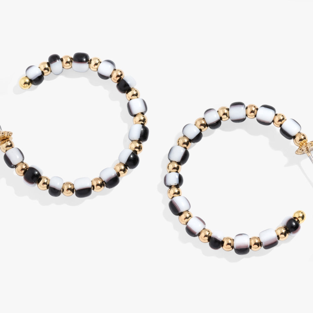 Toile Beaded Hoop Earrings Gold | Alex and Ani