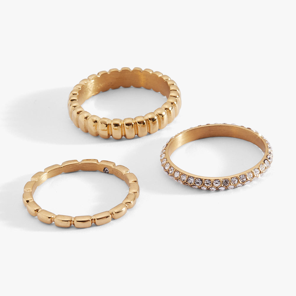 3 ring set-ribbed texture Stainless Steel Silver | Alex and Ani
