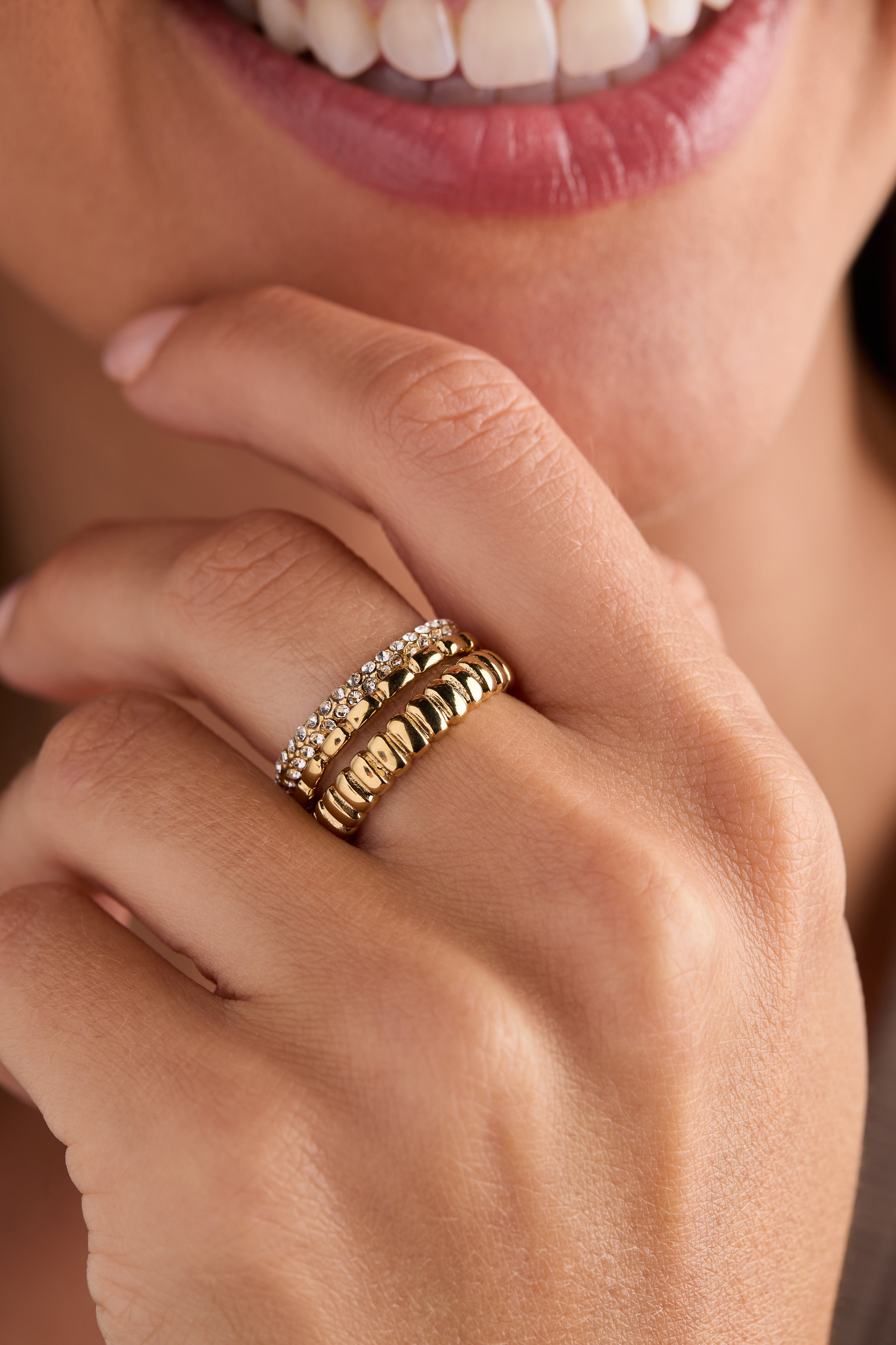 3 ring set-ribbed texture Stainless Steel Silver | Alex and Ani