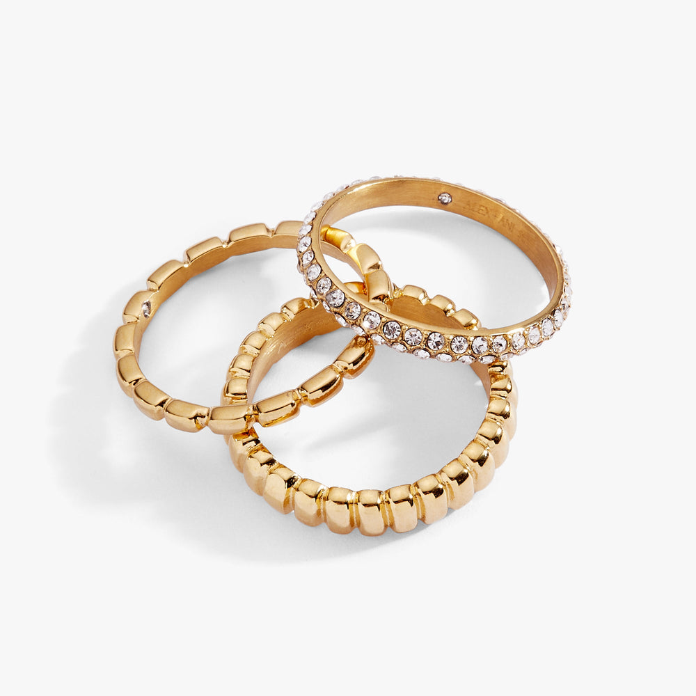 3 ring set-ribbed texture Stainless Steel Silver | Alex and Ani