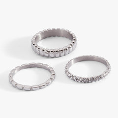 3 ring set-ribbed texture Stainless Steel Silver | Alex and Ani