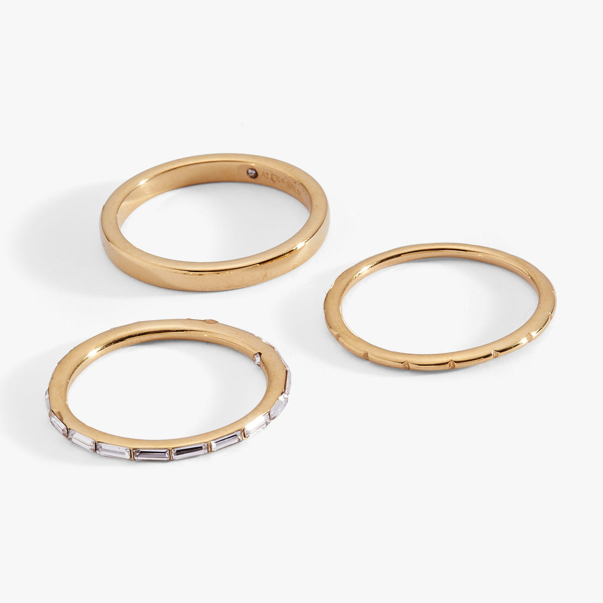 3 ring set-baguette Stainless Steel Gold | Alex and Ani