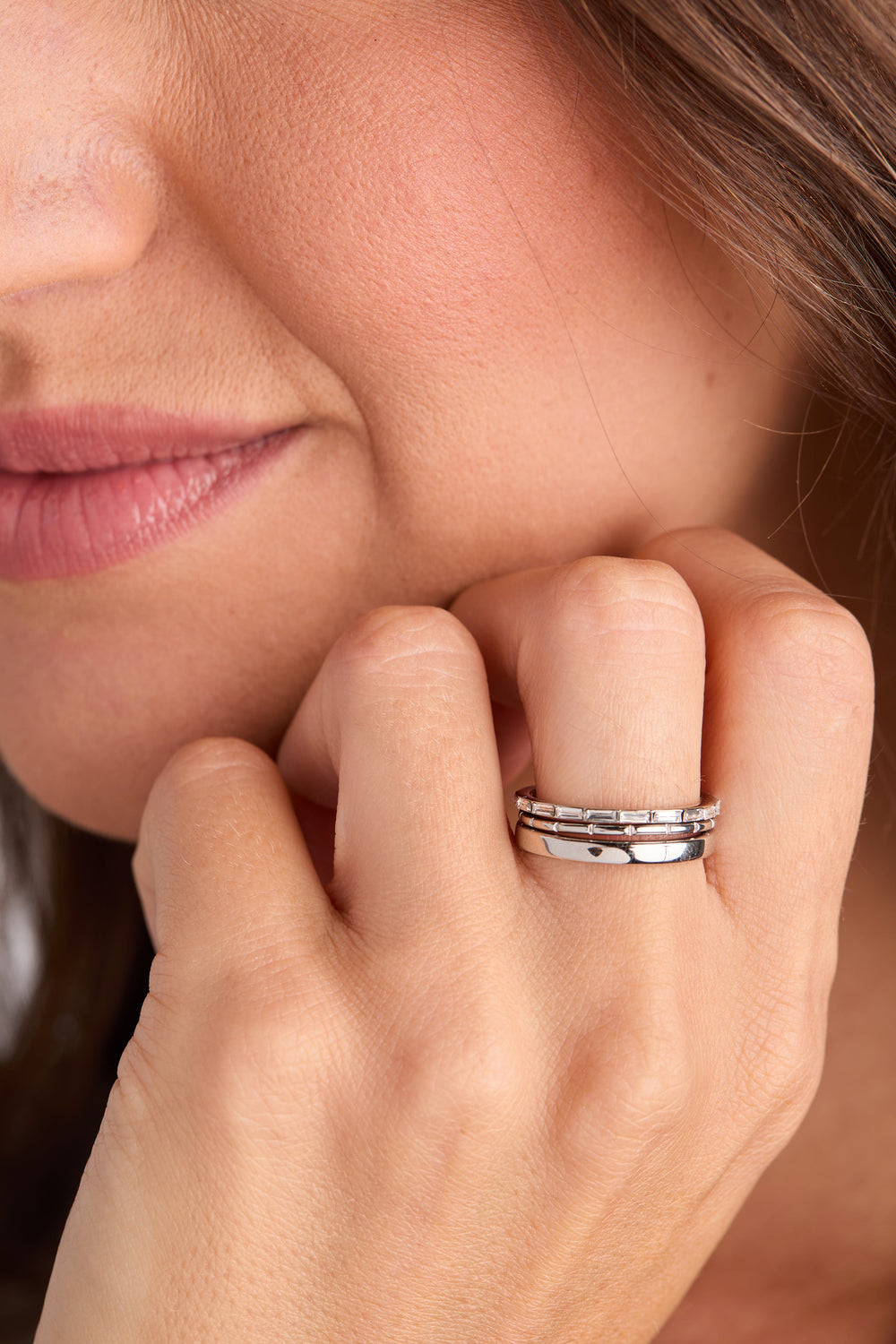 3 ring set-baguette Stainless Steel Gold | Alex and Ani