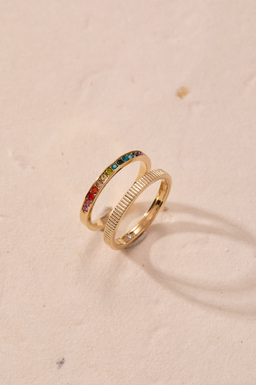 Rainbow Ombre Ring Set of 2 Stainless Steel Gold | Alex and Ani