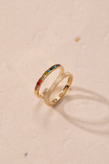 Rainbow Ombre Ring Set of 2 Stainless Steel Gold | Alex and Ani
